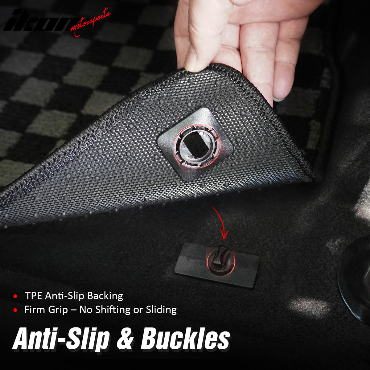 For 16-21 Honda Civic 4DR Floor Mats Non-Slip Carpets Checkered Black Gray Plaid