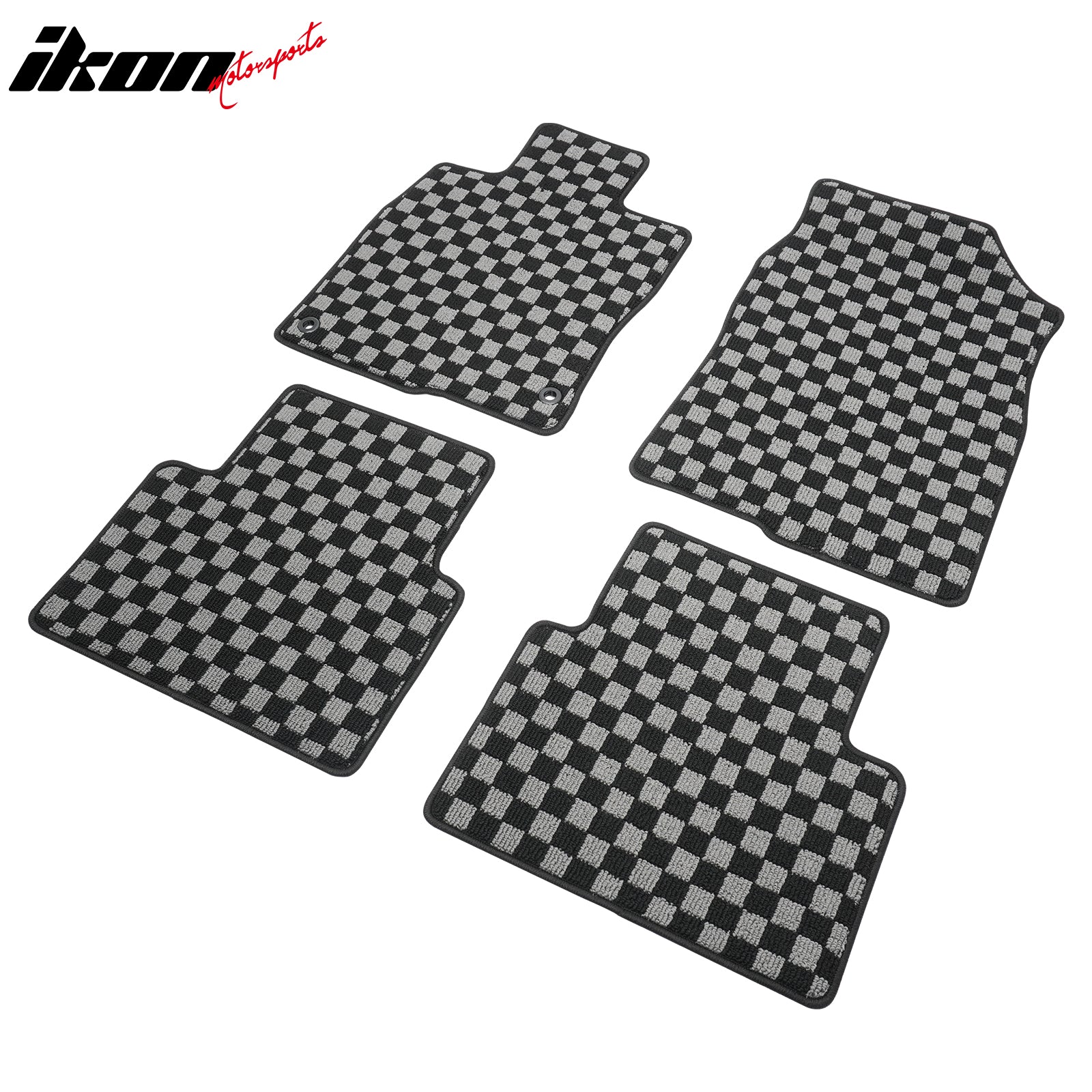 For 16-21 Honda Civic 4DR Floor Mats Non-Slip Carpets Checkered Black Gray Plaid