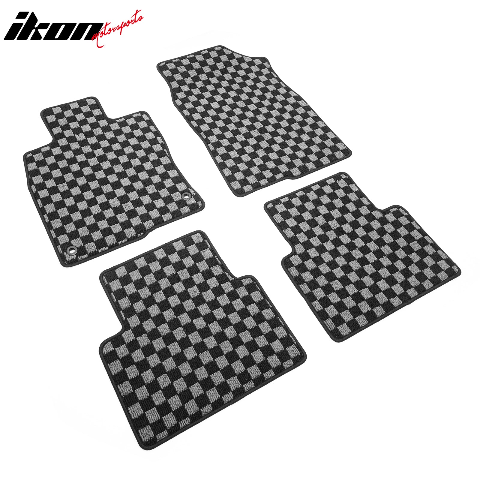 For 16-21 Honda Civic 4DR Floor Mats Non-Slip Carpets Checkered Black Gray Plaid