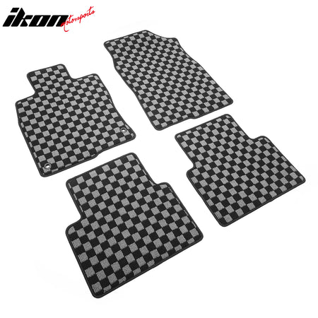 For 16-21 Honda Civic 4DR Floor Mats Non-Slip Carpets Checkered Black Gray Plaid