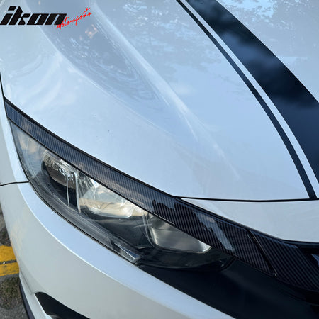 Fits 16-21 Honda Civic OE Front Bumper Grille Cover Trim ABS Carbon Fiber Print