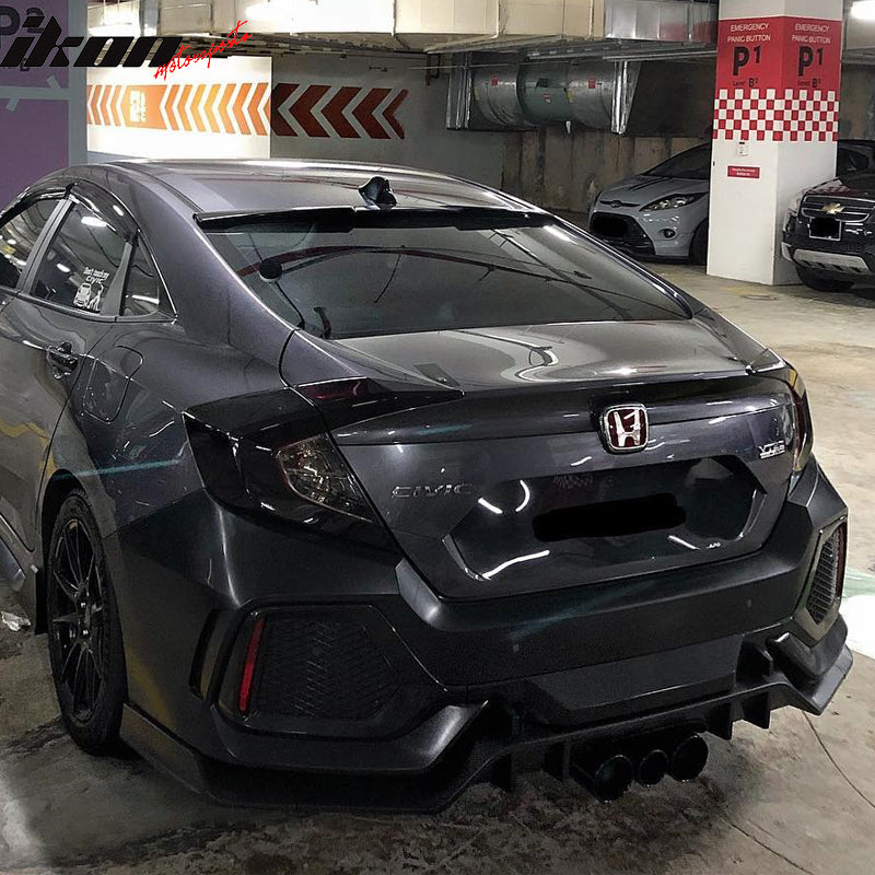 Fits 16-21 Honda Civic Sedan TR Style Rear Bumper Cover Replacement W/Diffuser