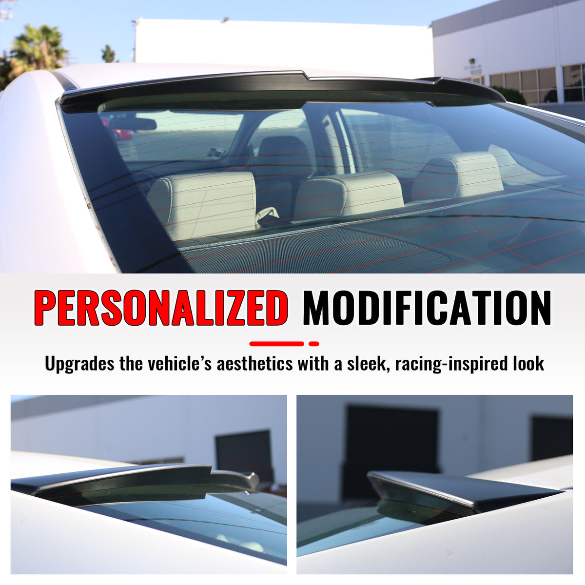 Fits 16-21 Honda Civic Sedan 4Dr JDM Style Rear Roof Spoiler Lip Matte Black ABS