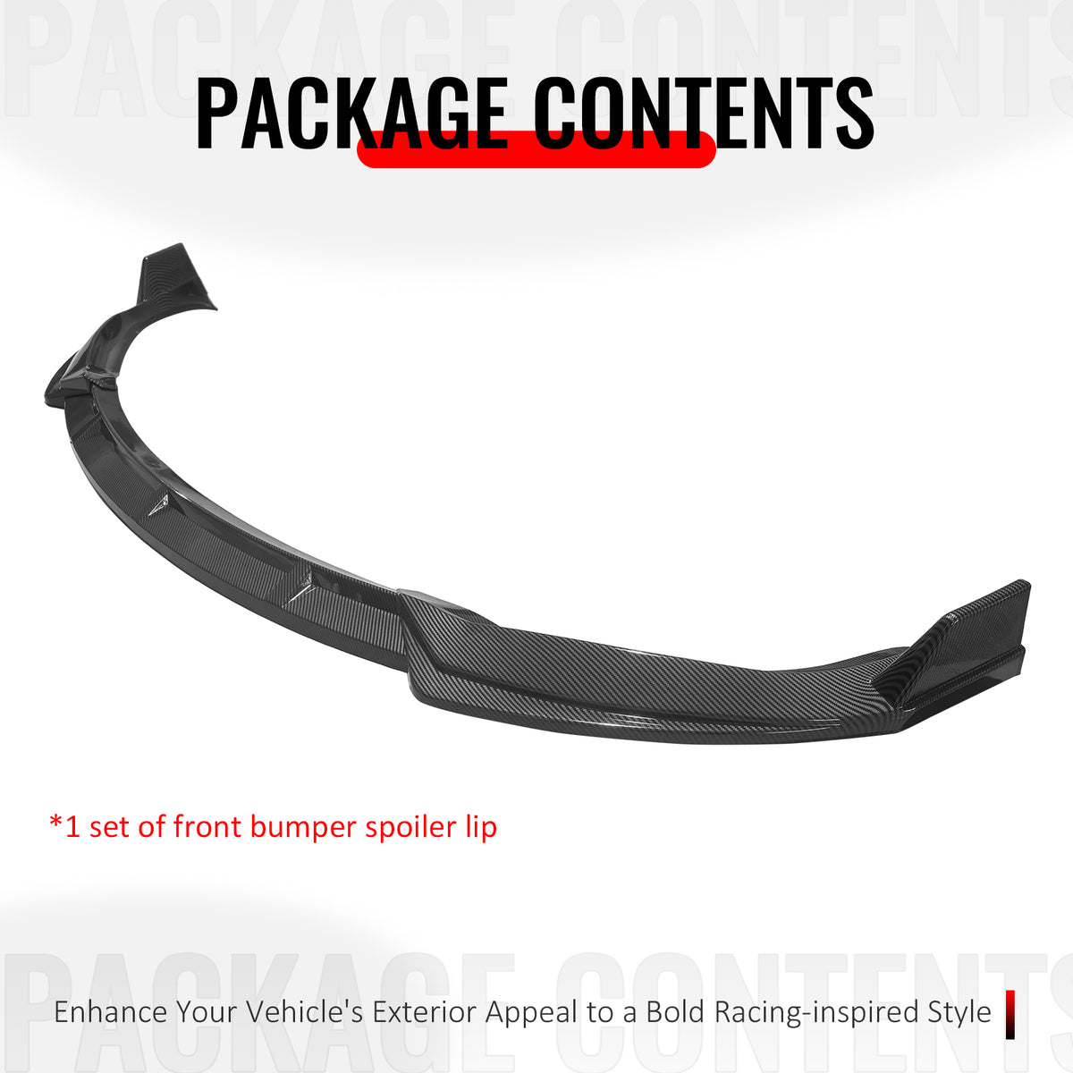 For 16-21 Tesla Model X Front Bumper Lip Splitter Splitter PP Carbon Fiber Print