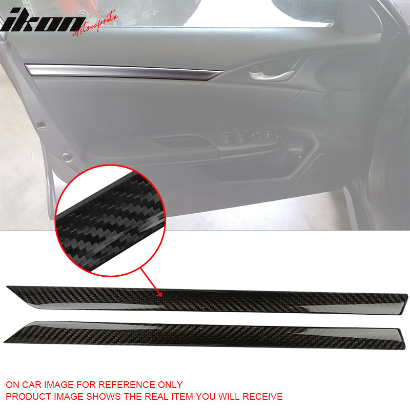 2016-2021 Honda Civic X Front Door Side Window Panel Trim Carbon Fiber