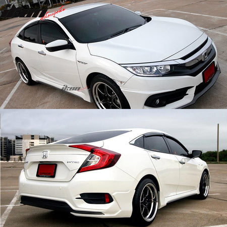 JDM Mugen Style Side Skirts For 2012-2015 Honda Civic Sedan - PU Black (2PCS)