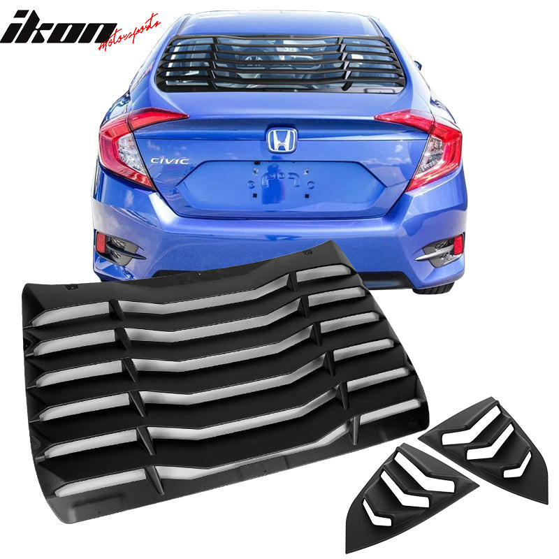 2016-2021 Honda Civic Sedan Rear Window Louver Side Quarter Scoop ABS