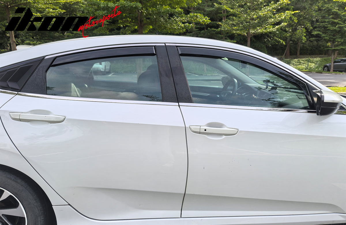 Fits 16-21 Honda Civic Sedan Window Visors Injection PC In-Channel Deflectors