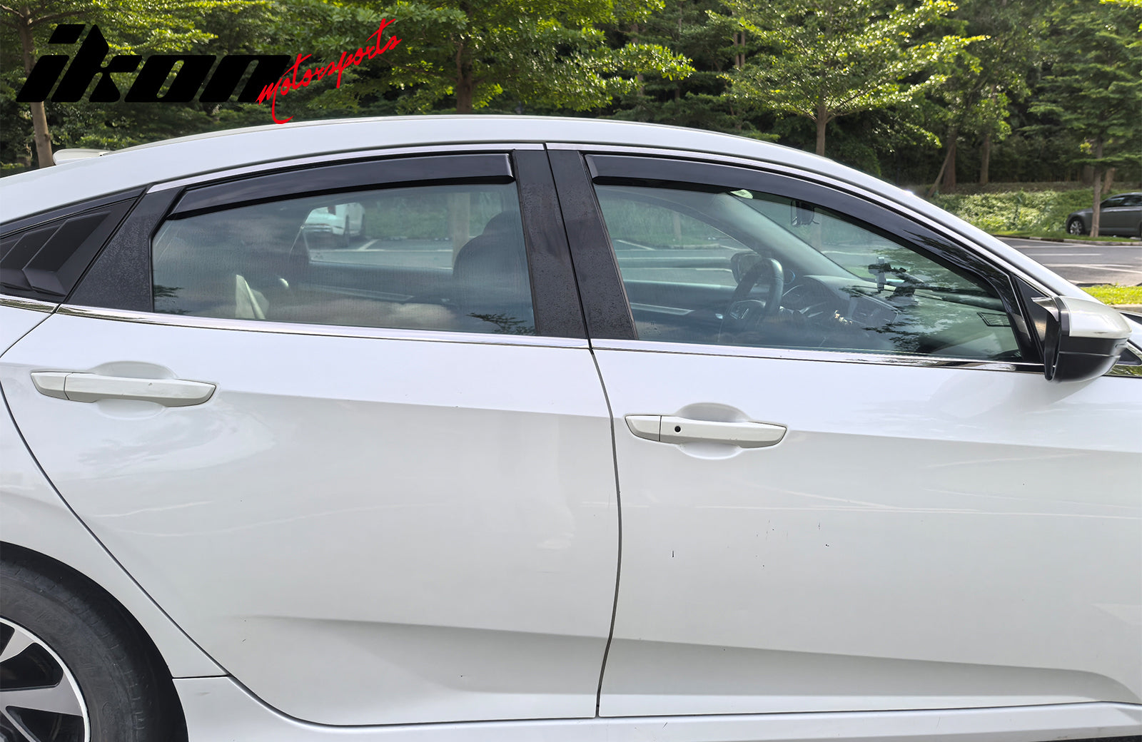 Fits 16-21 Honda Civic Sedan Window Visors Injection PC In-Channel Deflectors