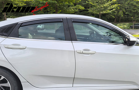 Fits 16-21 Honda Civic Sedan Window Visors Injection PC In-Channel Deflectors