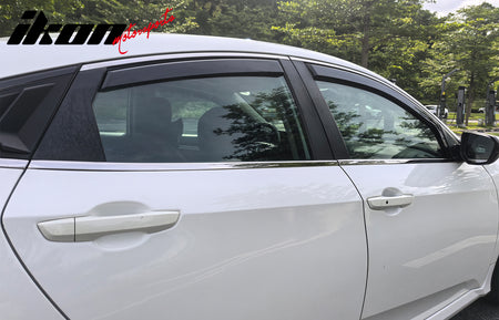 Fits 16-21 Honda Civic Sedan Window Visors Injection PC In-Channel Deflectors