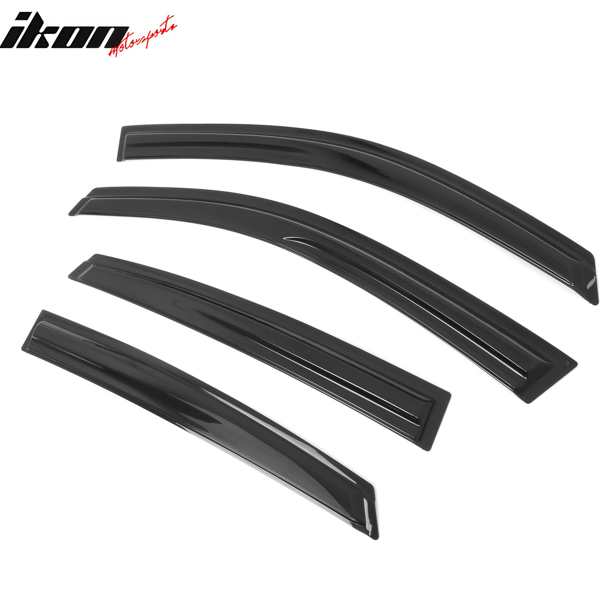 IKON MOTORSPORTS Tape on Window Visors Compatible with 2016-2021 Honda Civic Sedan, Mugen Style Acrylic Smoke/Tinted Rain Guards, Side Window Wind Deflectors 4PCS