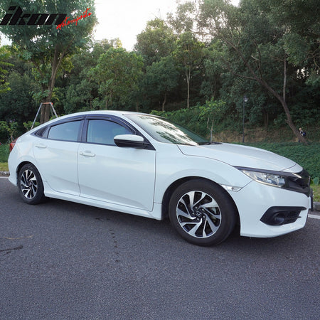 Fits 16-21 Honda Civic Sedan 4PCS Mugen Style Window Visors Rain Guards Tape-On