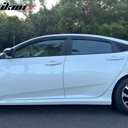 Fits 16-21 Honda Civic Sedan 4PCS Mugen Style Window Visors Rain Guards Tape-On