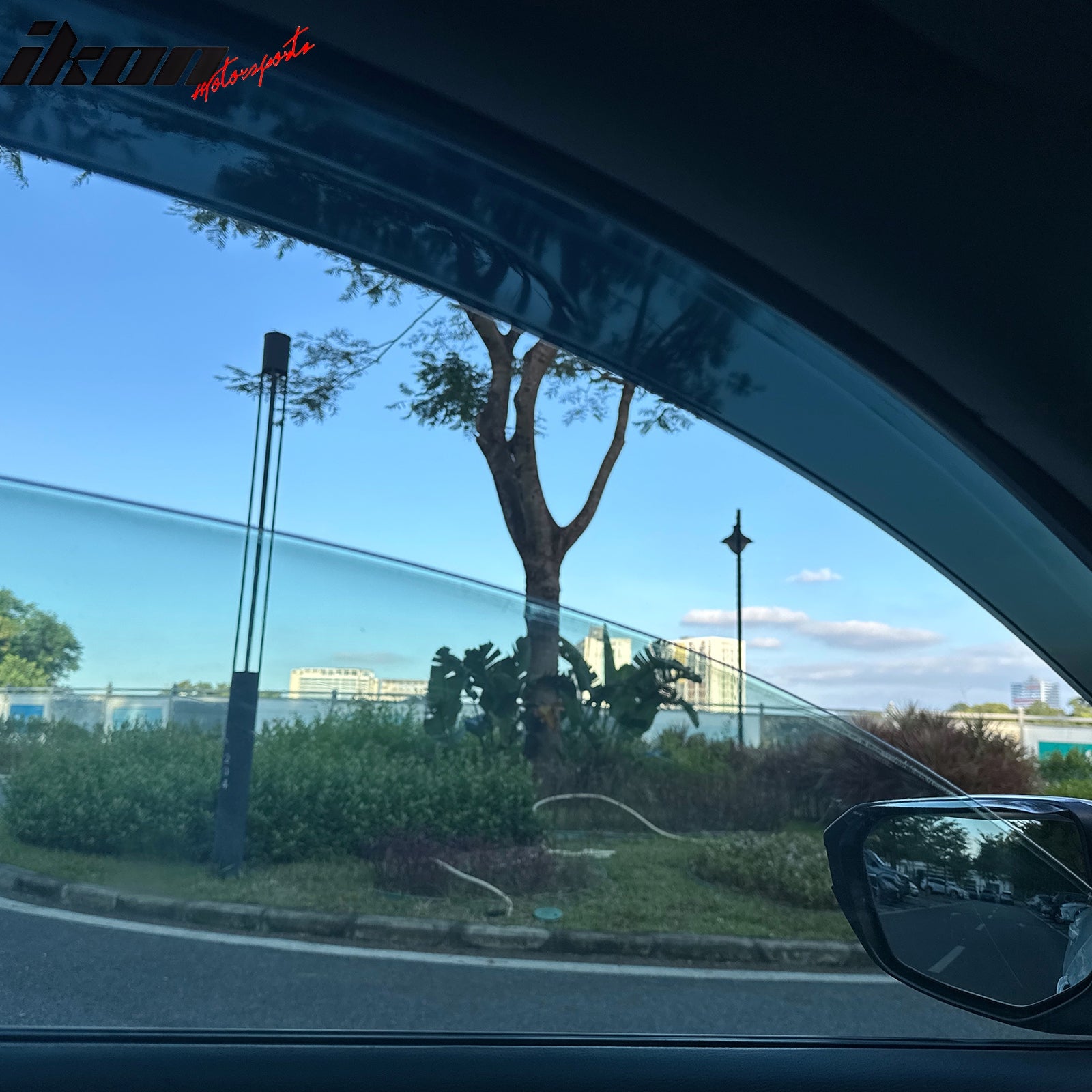 Fits 16-21 Honda Civic Sedan 4PCS Mugen Style Window Visors Rain Guards Tape-On