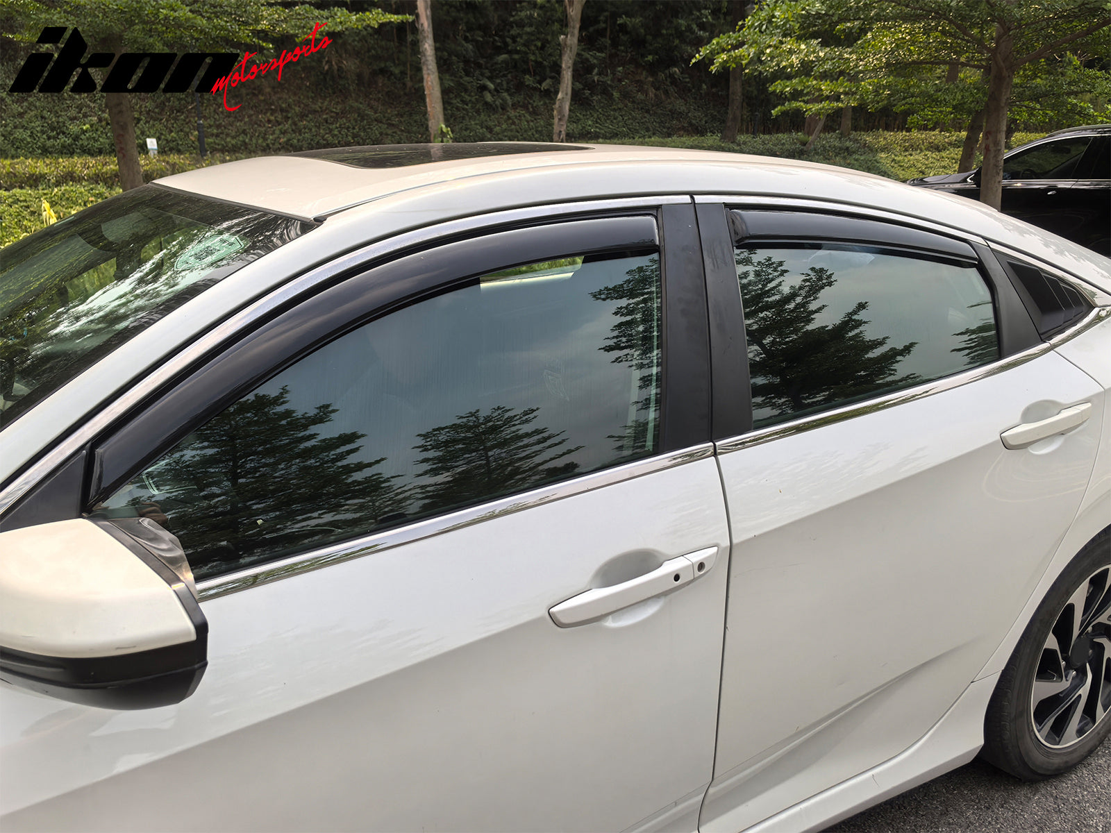 Fits 16-21 Honda Civic Sedan 4-Door In Channel Window Visor Rain Guard Deflector