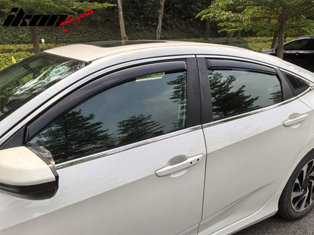 Fits 16-21 Honda Civic Sedan 4-Door In Channel Window Visor Rain Guard Deflector