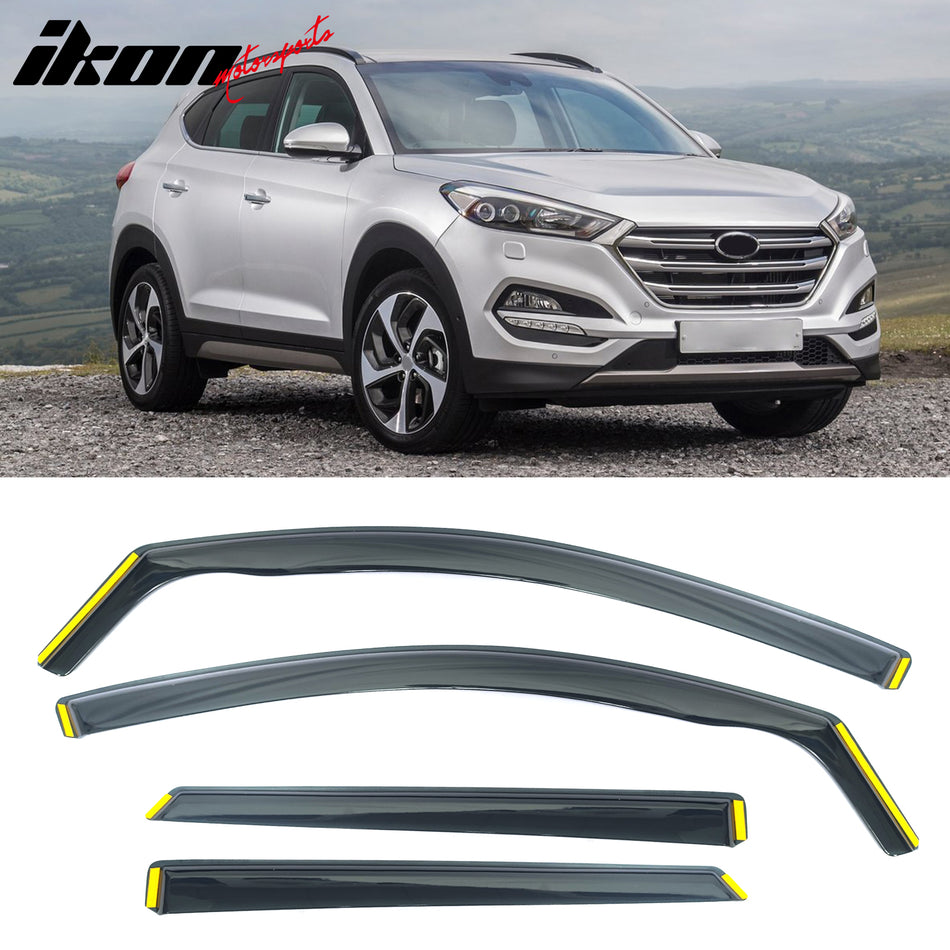 2016-2021 Hyundai Tucson Side Window Visor Black In-Channel Deflectors