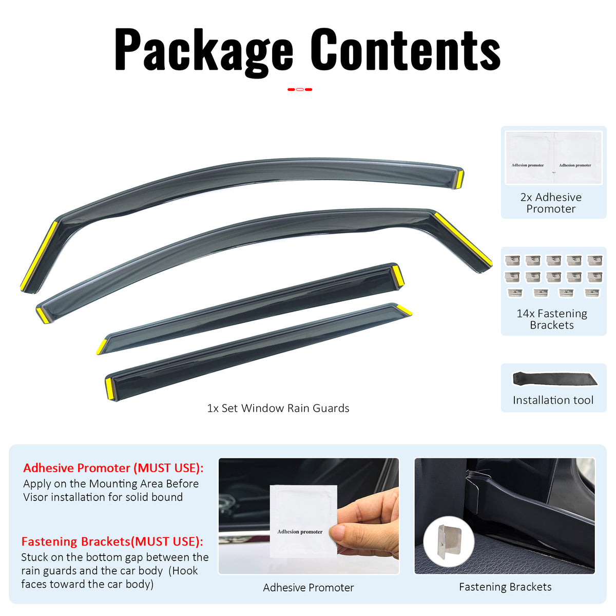 Fits 16-21 Hyundai Tucson Side Window Visors Injection PC In-Channel Deflectors