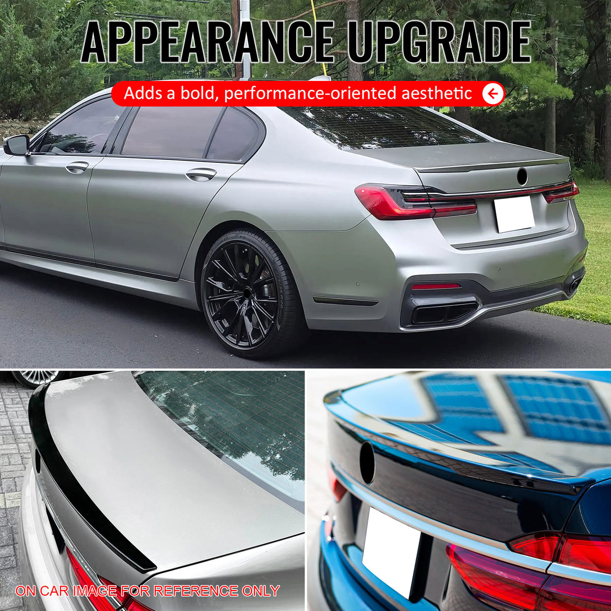 Fits 16-22 BMW G11 G12 7-Series 740i 745e IKON Trunk Spoiler Unpainted Black ABS