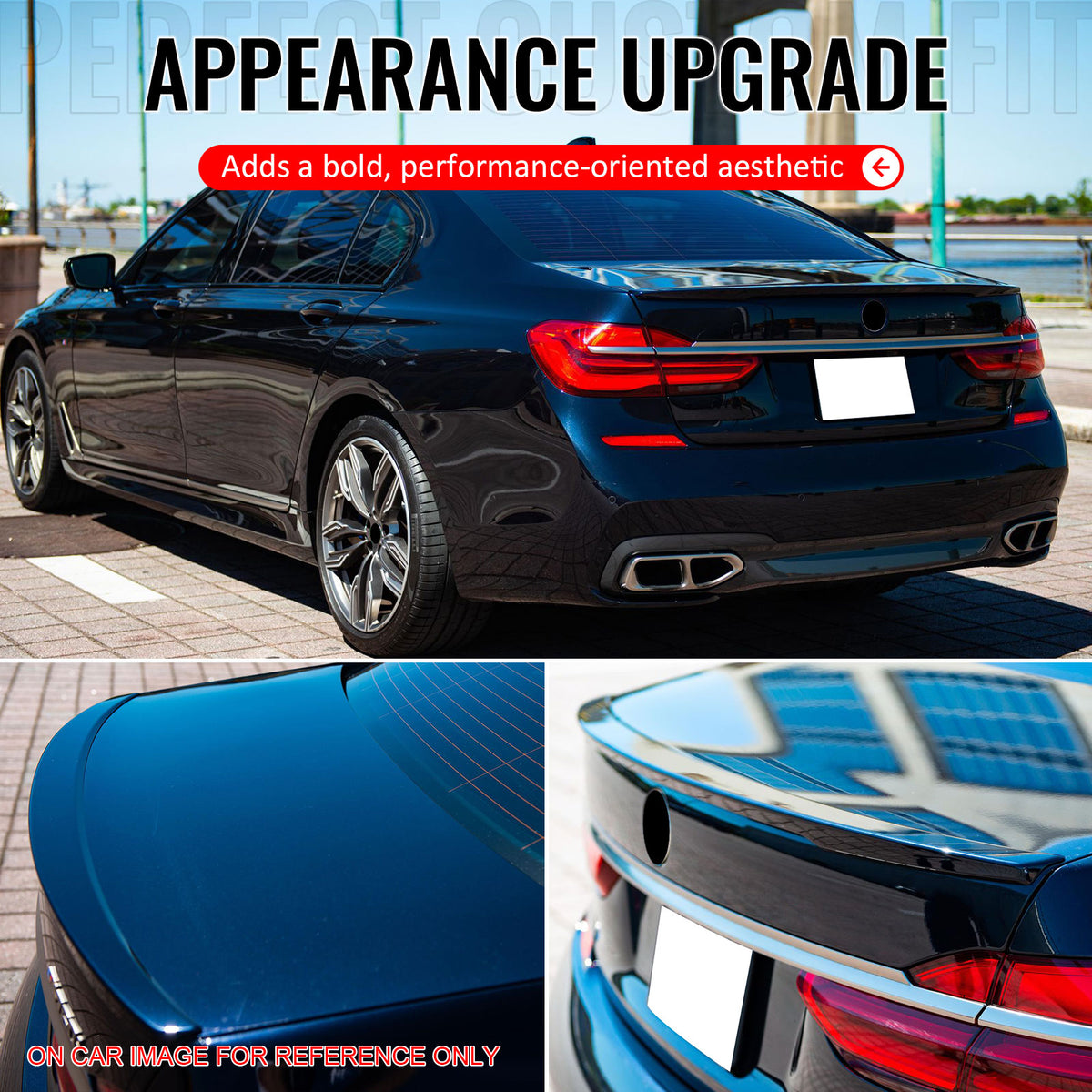 Fits 16-22 BMW G11 G12 7-Series 740i 745e IKON Trunk Spoiler Carbon Fiber Print