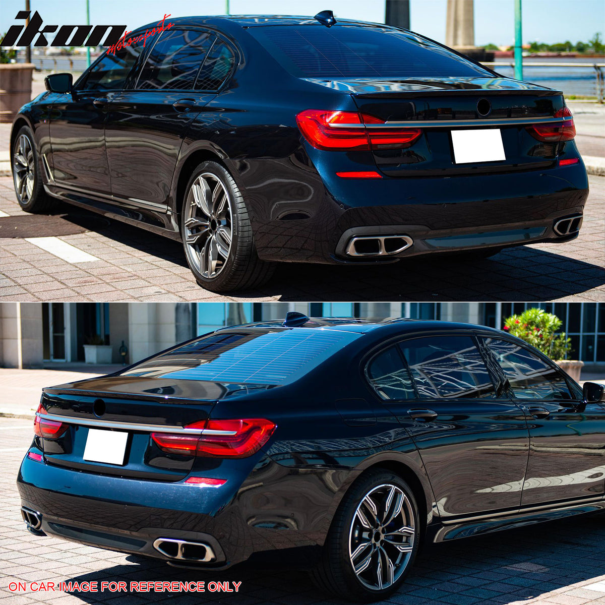 Fits 16-22 BMW G11 G12 7-Series 740i 745e IKON Trunk Spoiler Carbon Fiber Print