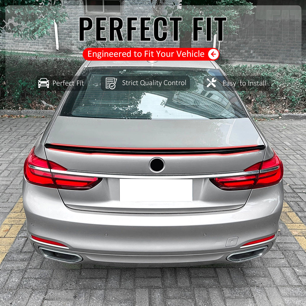 IKON MOTORSPORTS, Trunk Spoiler Compatible with 2016-2022 BMW G11 G12 7-Series & M760i & M760Li xDrive, IKON Style Gloss Black ABS Plastic Add-on Duckbill Rear Trunk Lid Spoiler Wing Lip 1Piece