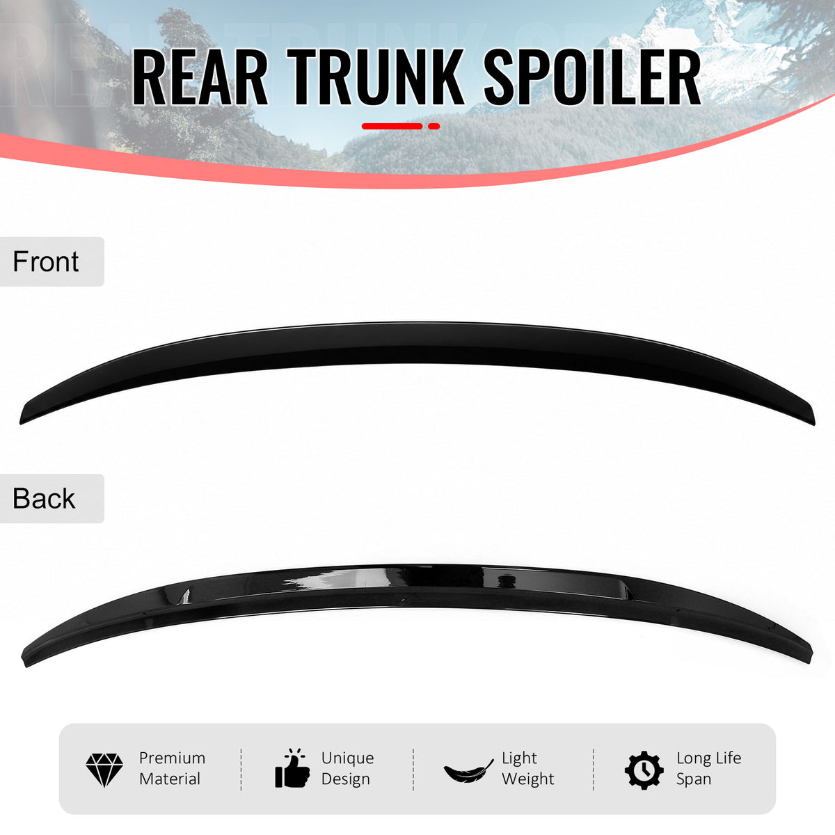 Fits 16-22 BMW G11 G12 7-Series 740i 745e IKON Trunk Spoiler Gloss Black ABS