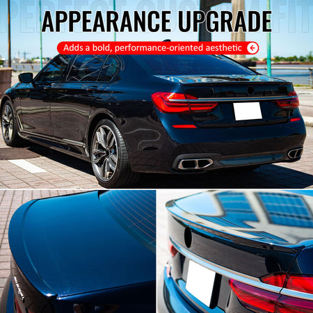 Fits 16-22 BMW G11 G12 7-Series 740i 745e IKON Trunk Spoiler Gloss Black ABS