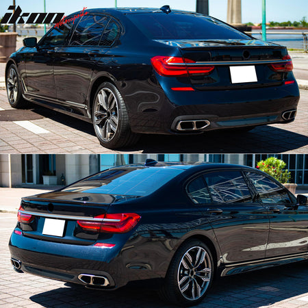 Fits 16-22 BMW G11 G12 7-Series 740i 745e IKON Trunk Spoiler Gloss Black ABS