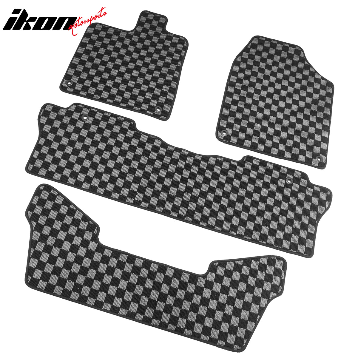 Fits 16-22 Honda Pilot Floor Mats Non-Slip Carpets Checkered Black Gray Plaid