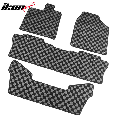 Fits 16-22 Honda Pilot Floor Mats Non-Slip Carpets Checkered Black Gray Plaid