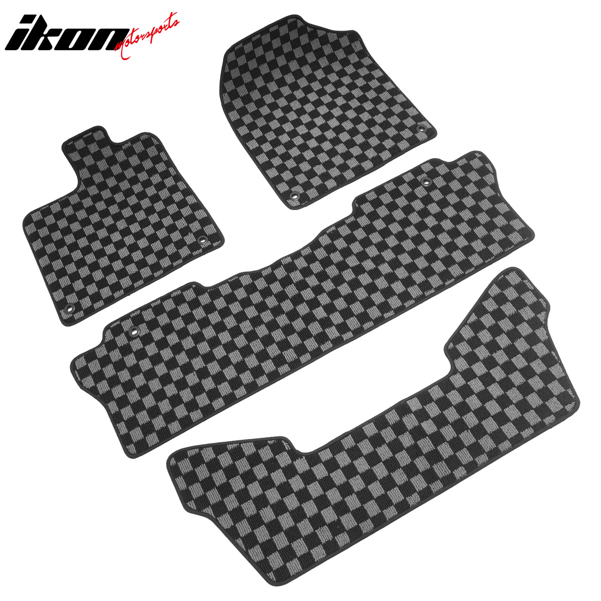 Fits 16-22 Honda Pilot Floor Mats Non-Slip Carpets Checkered Black Gray Plaid