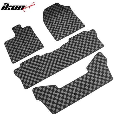 Fits 16-22 Honda Pilot Floor Mats Non-Slip Carpets Checkered Black Gray Plaid