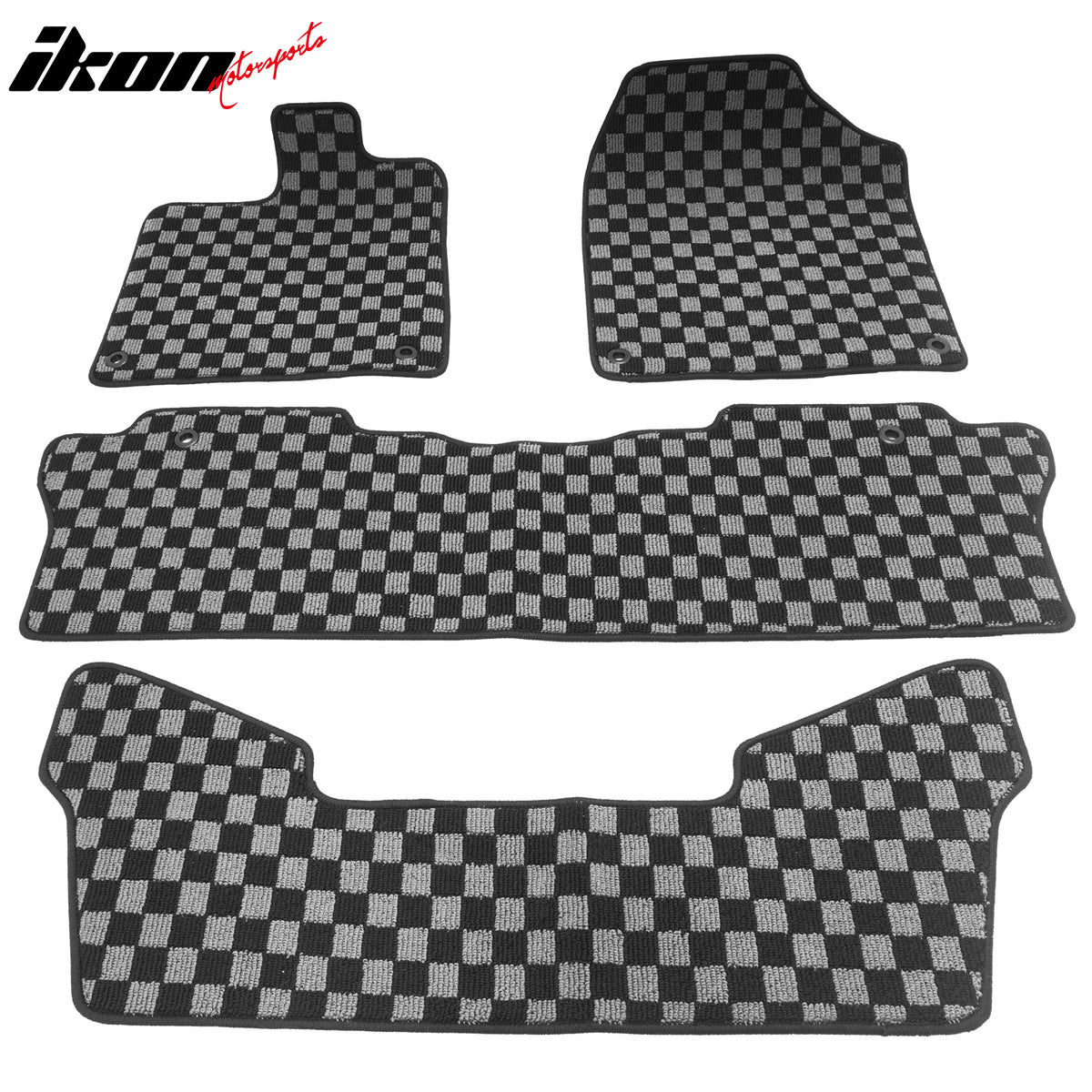 Fits 16-22 Honda Pilot Floor Mats Non-Slip Carpets Checkered Black Gray Plaid