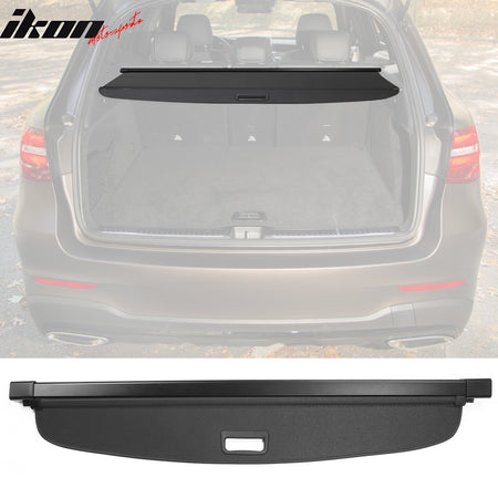 IKON MOTORSPORTS 2-in-1 Trunk Liner Set, Compatible with 2016-2022 Benz X253 GLC250 GLC300 GLC300e GLC350e GLC43 AMG, Storage Organized Cargo Cover & All-Weather Protection Waterproof Trunk Floor Mat