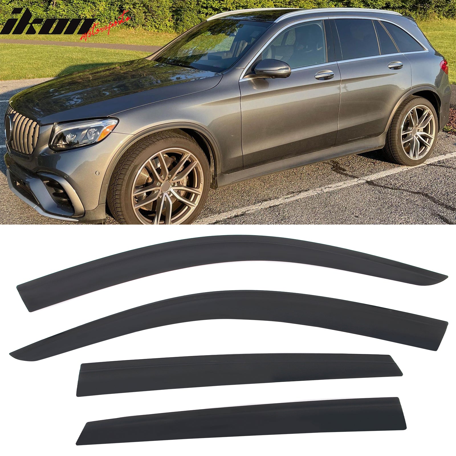 ウィンドウバイザー Benz GLC MK1-X253 2016-2021 Fits 16-22 Benz X253 GLC-Class SUV Low Profile Style Tape-On