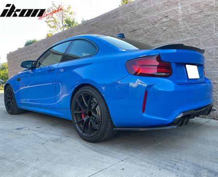 IKON MOTORSPORTS Rear Aprons, Compatible with 2016-2022 BMW F87 M2, Unpainted Black PU Polyurethane Rear Bumper Lip Lower Side Spat Valance Winglet Canard Protector 2PCS
