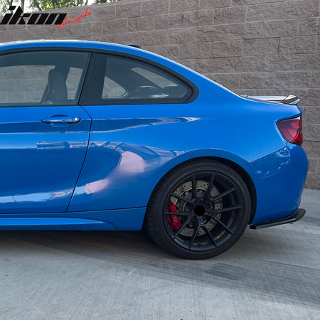 Fits 16-22 BMW F87 M2 Rear Bumper Lip Corner Aprons Unpainted Black PU - 2PCS