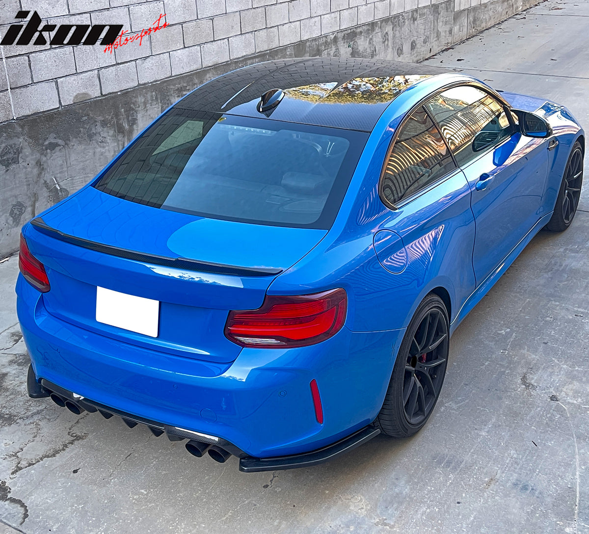 Fits 16-22 BMW F87 M2 Rear Bumper Lip Corner Aprons Unpainted Black PU - 2PCS