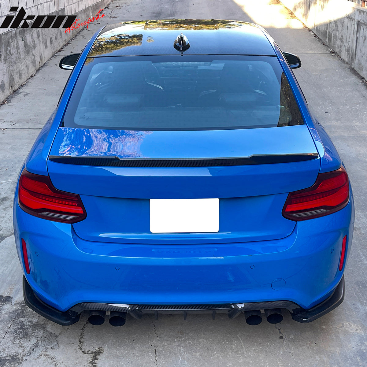 Fits 16-22 BMW F87 M2 Rear Bumper Lip Corner Aprons Unpainted Black PU - 2PCS