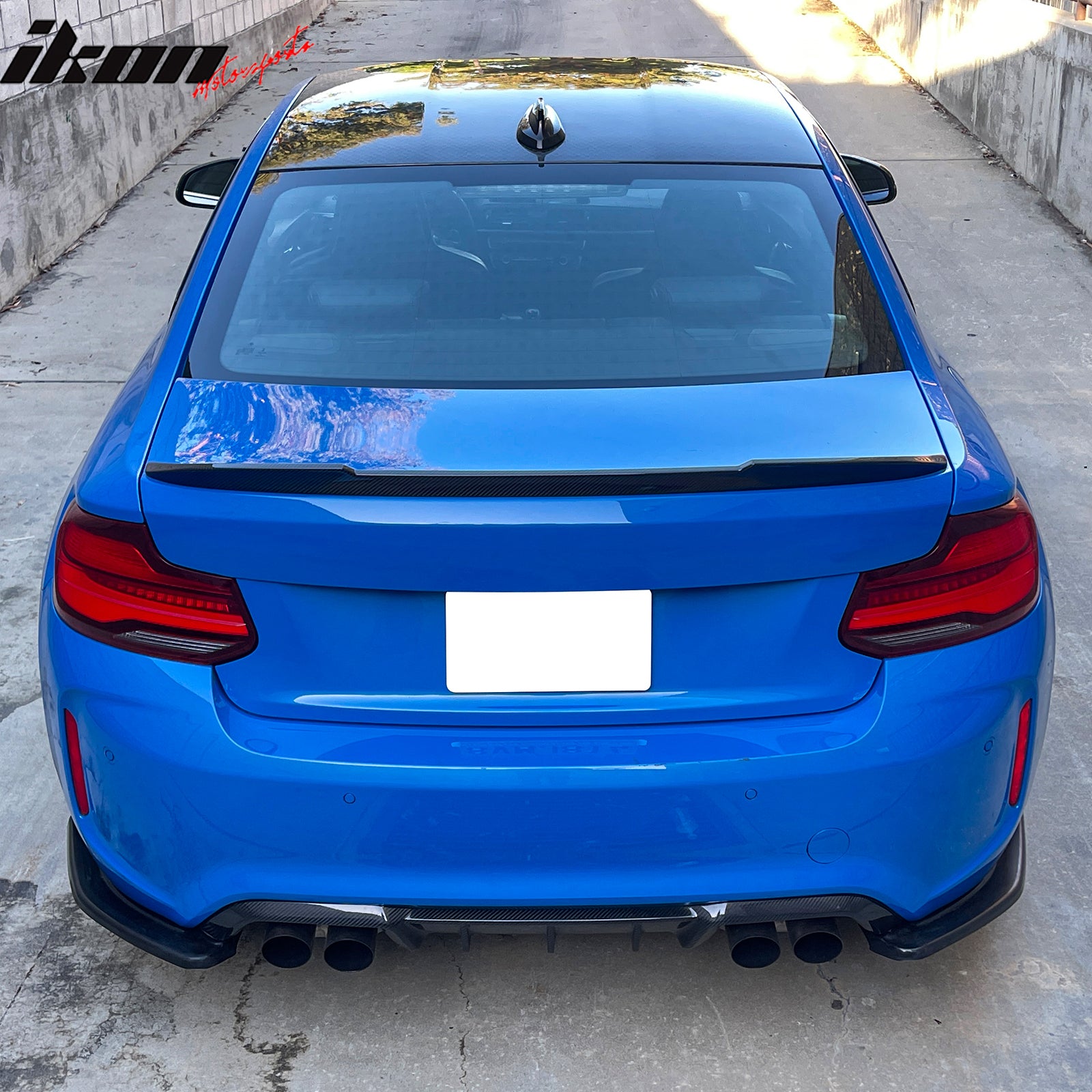 Fits 16-22 BMW F87 M2 Rear Bumper Lip Corner Aprons Unpainted Black PU - 2PCS