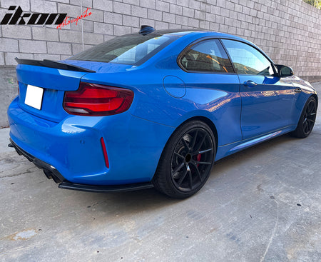 Fits 16-22 BMW F87 M2 Rear Bumper Lip Corner Aprons Unpainted Black PU - 2PCS