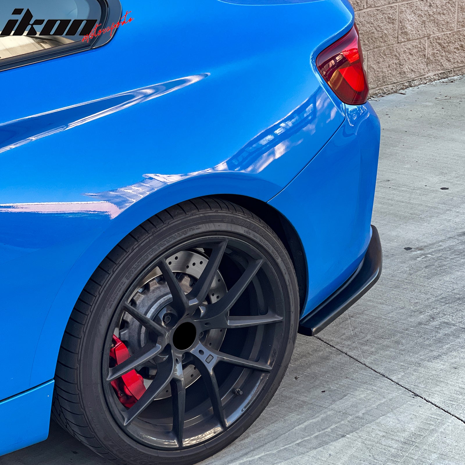 Fits 16-22 BMW F87 M2 Rear Bumper Lip Corner Aprons Unpainted Black PU - 2PCS