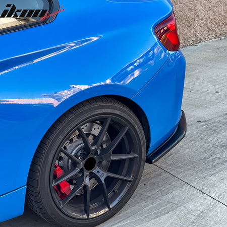 Fits 16-22 BMW F87 M2 Rear Bumper Lip Corner Aprons Unpainted Black PU - 2PCS