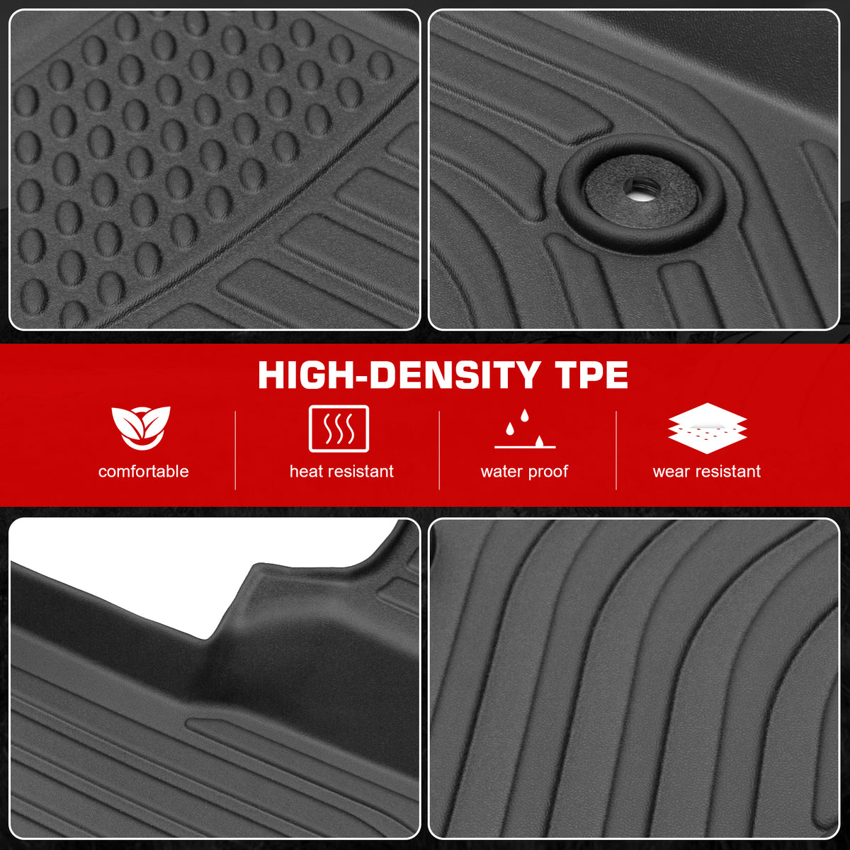Fits 16-22 Chevrolet Spark Heavy Duty Floor Mats 3PCS Front 2nd Row Liners TPE