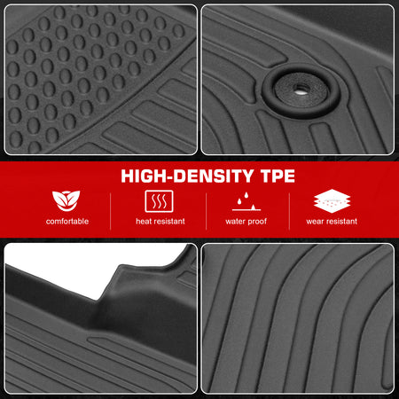 Fits 16-22 Chevrolet Spark Heavy Duty Floor Mats 3PCS Front 2nd Row Liners TPE