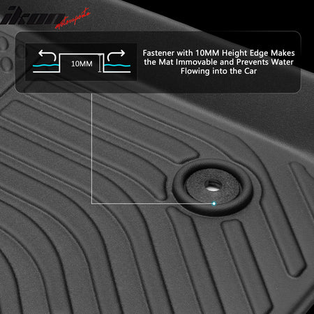 Fits 16-22 Chevrolet Spark Heavy Duty Floor Mats 3PCS Front 2nd Row Liners TPE