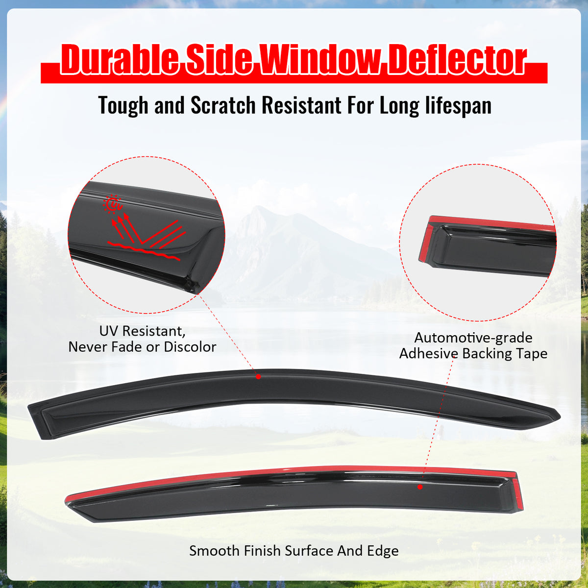 Fits 16-22 Honda HR-V Window Visors Smoke Acrylic Rain Wind Sun Deflector 4PCS