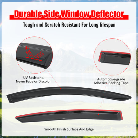 Fits 16-22 Honda HR-V Window Visors Smoke Acrylic Rain Wind Sun Deflector 4PCS